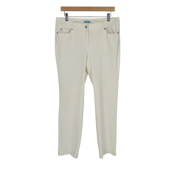 J. McLaughlin Pants - J. McLaughlin Womens Straight Leg Cotton Pants Size 10 Off White Casual Preppy